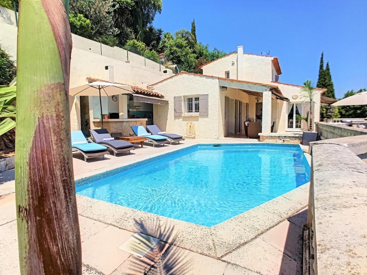 3 Bedrooms Villa Near Cannes - Pool & Jacuzzi - Sea View Mandelieu Exteriör bild