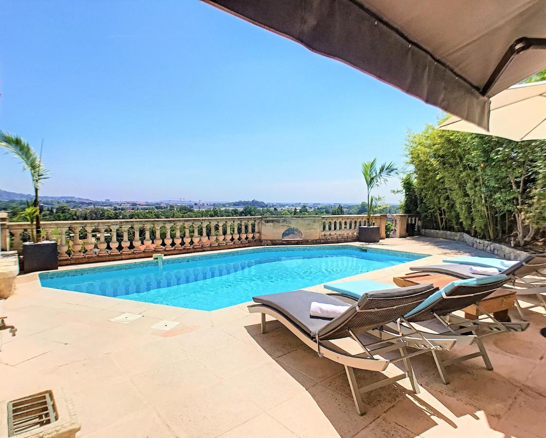 3 Bedrooms Villa Near Cannes - Pool & Jacuzzi - Sea View Mandelieu Exteriör bild