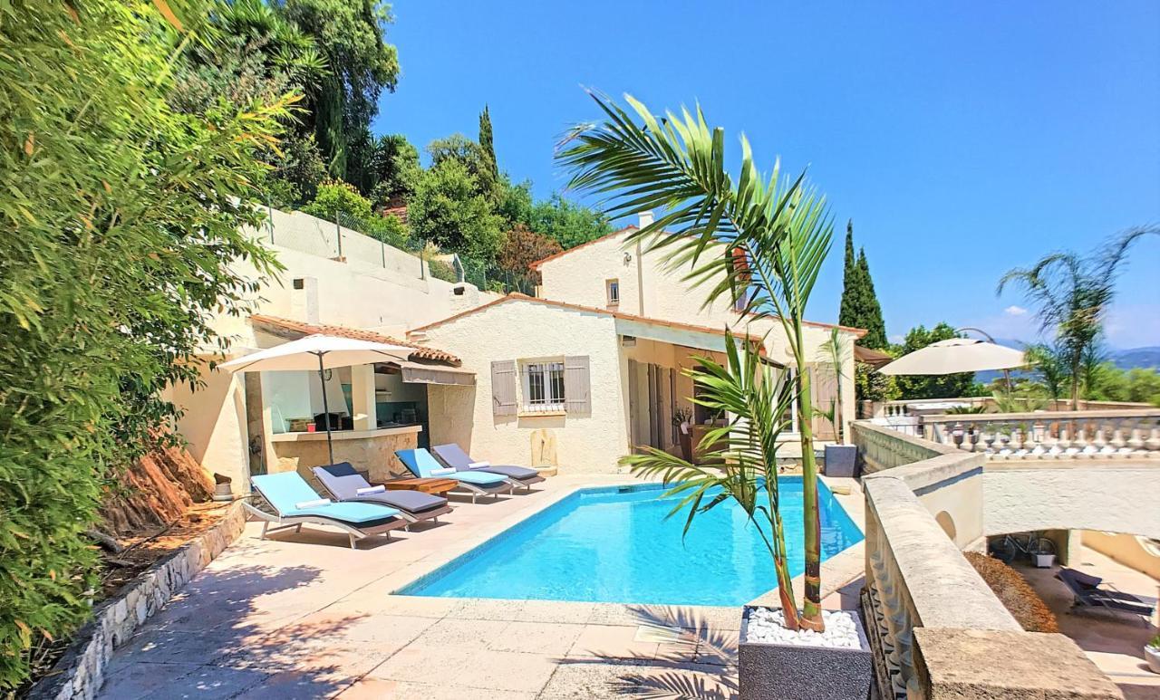 3 Bedrooms Villa Near Cannes - Pool & Jacuzzi - Sea View Mandelieu Exteriör bild