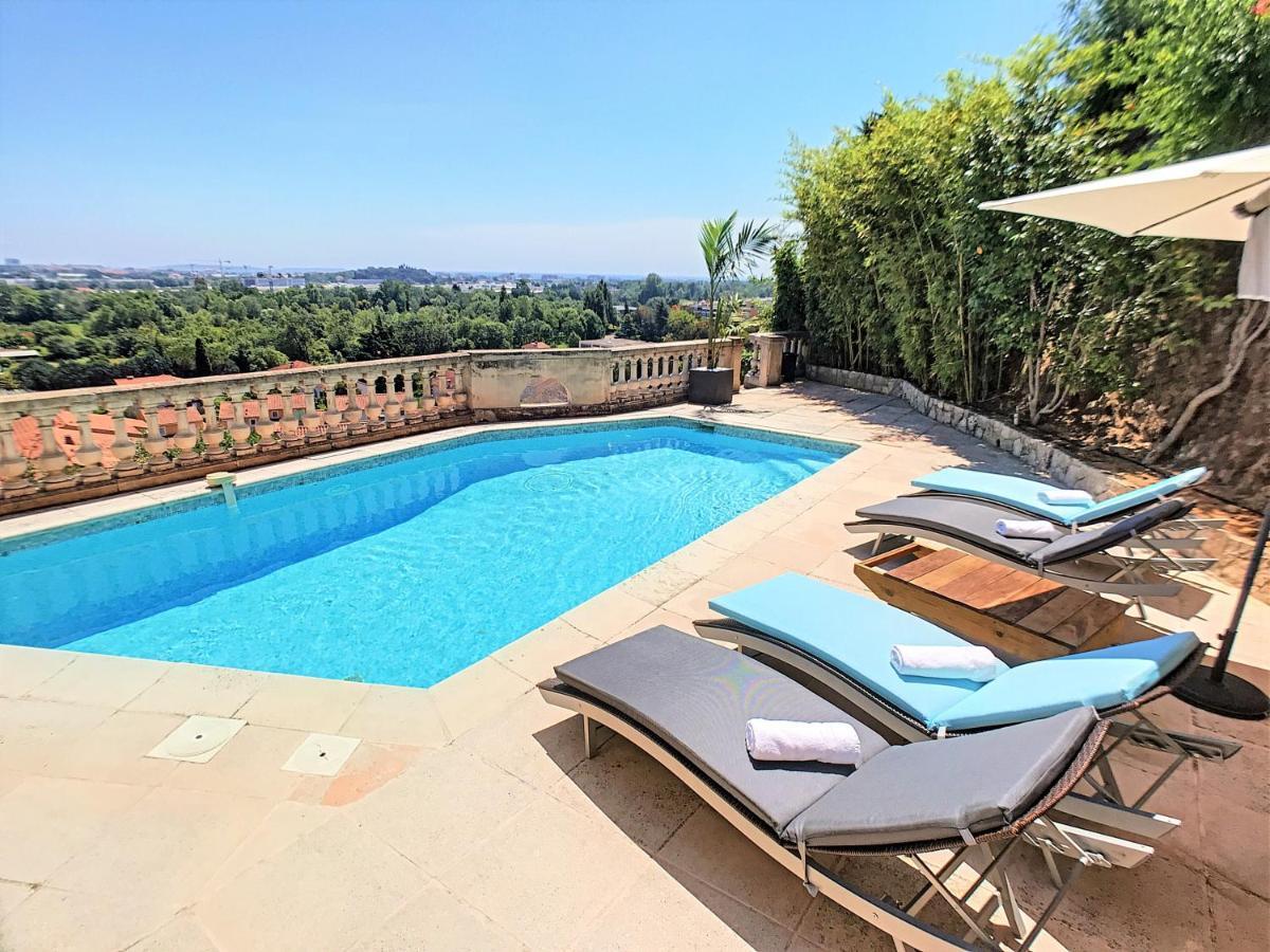 3 Bedrooms Villa Near Cannes - Pool & Jacuzzi - Sea View Mandelieu Exteriör bild